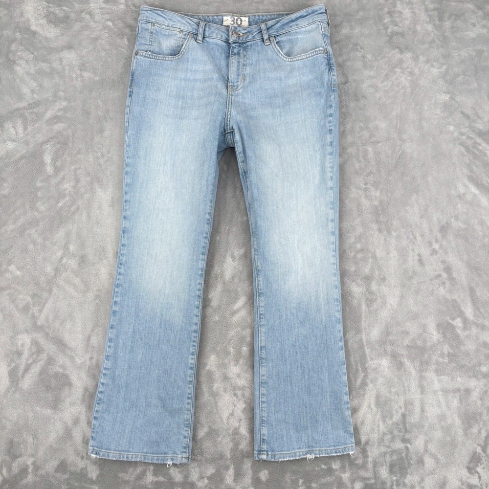 Free People Women Jeans Sz 30 (Fits 31x27) Light Wash Cropped Straight Leg